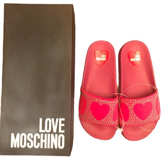 Love Moschino Pink Heart Studded Sandals - Picture 7 of 9